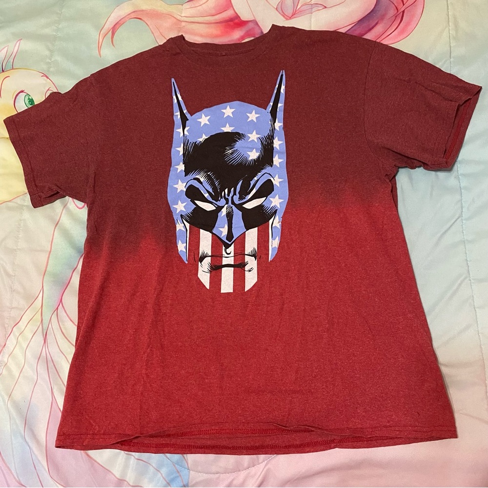 BATMAN USA flag 4th of July graphic tee patriotic vtg tshirt unique shirt